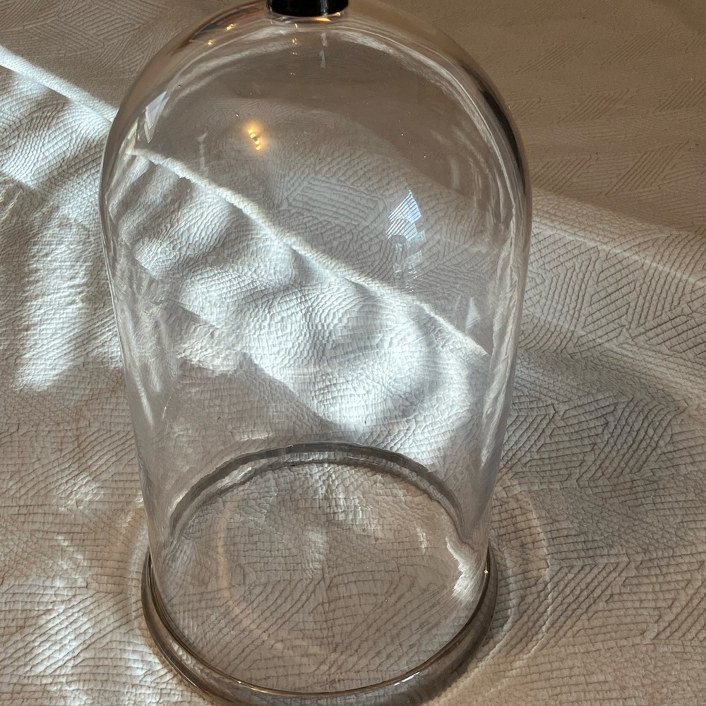 1800s French Glass Dome, Cloche With Solid Glass Knob Handle Large 18” - Picture 2 of 6